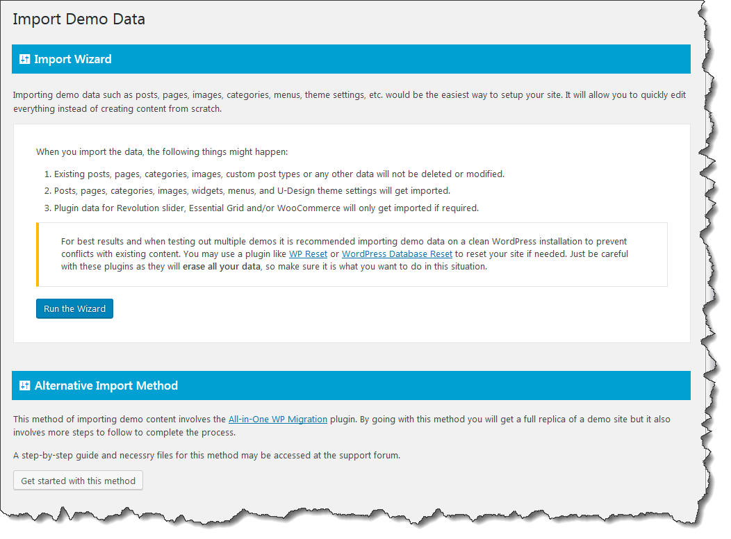 import demo content page